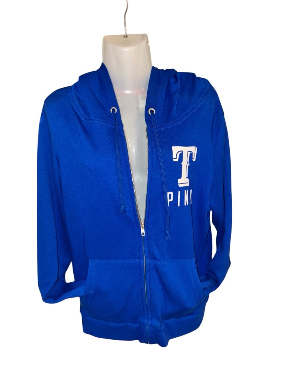 PINK Victoria's Secret Women's Royal Blue Zip-Up Hoodie - Picture 6 of 12